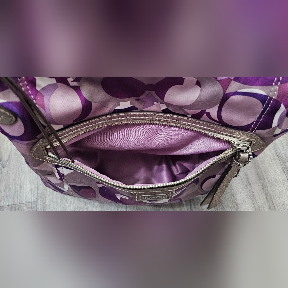 Signature Coach Purple Patterned Shoulder Bag - Picture 12 of 15